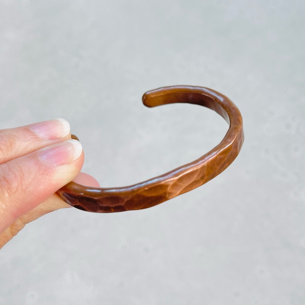 Hammered Texture Solid Copper Cuff Bracelet - image 4